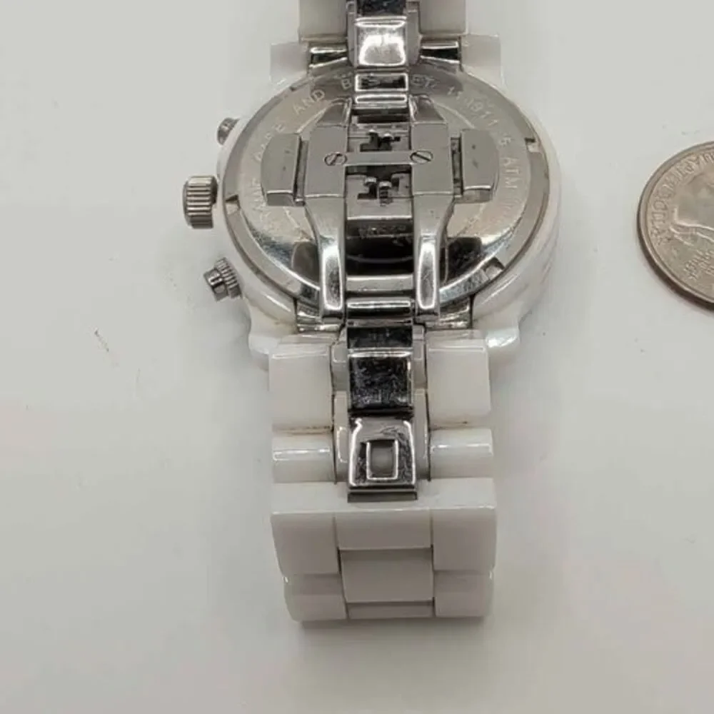 Michael Kors MK5161 Women's Runway White Ceramic Chronograph Watch NEW BATTERY
